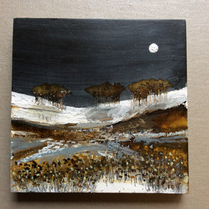 Mixed Media Art on wood By Louise O'Hara - "Midnight Reflections"