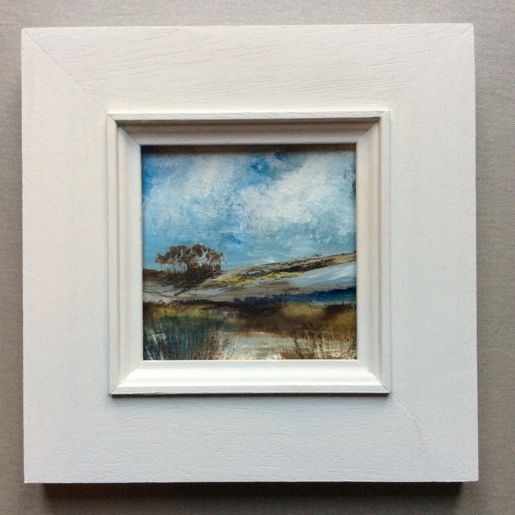 Mixed Media Art on wood By Louise O'Hara - "Snow clouds”