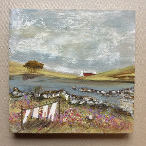 Mixed Media Art on wood By Louise O'Hara - "Stepping Stones"