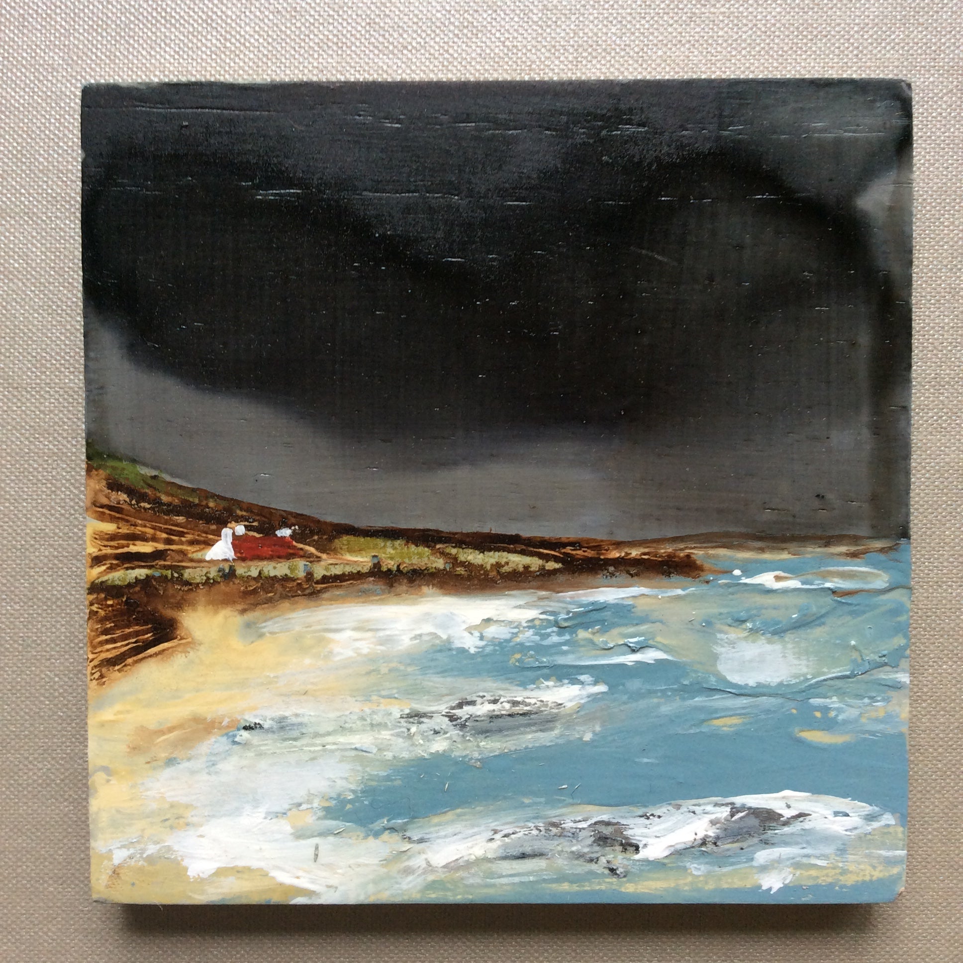 Mixed Media Art on wood By Louise O'Hara - "Storm swell”