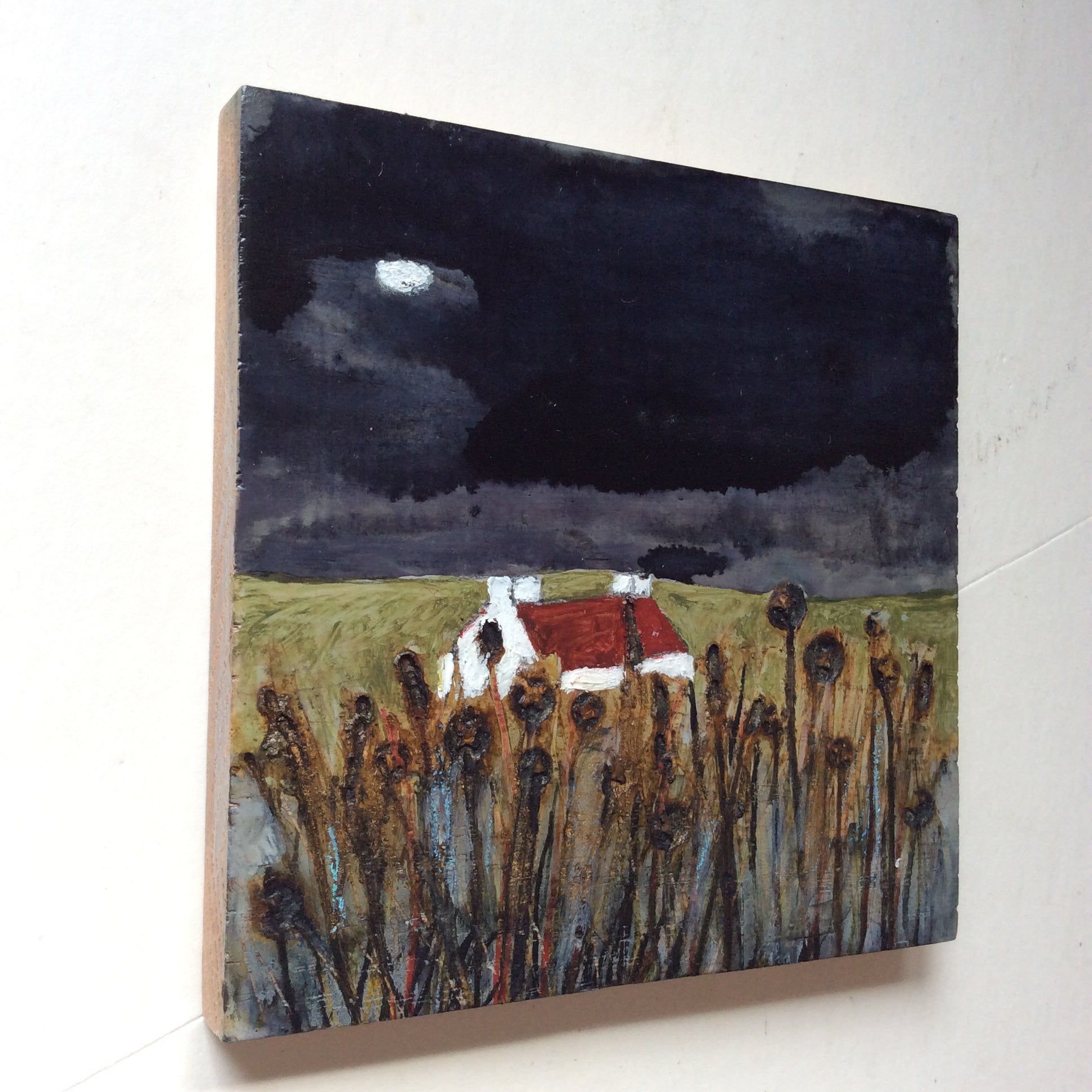 Mixed Media Art on wood By Louise O'Hara - "Green fields beyond”