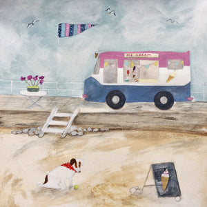 Mixed Media Art By Louise O'Hara - "Waiting for an ice cream"